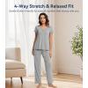 image:imageWiWi Viscose from Bamboo Pajama Sets for Women Super Soft Pjs Short Sleeve with Pants Cooling Sleepwear Loungewear SXXLAheather Grey