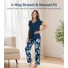 image:imageWiWi Viscose from Bamboo Pajama Sets for Women Super Soft Pjs Short Sleeve with Pants Cooling Sleepwear Loungewear SXXLAink Blue Floral
