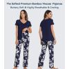 image:imageWiWi Viscose from Bamboo Pajama Sets for Women Super Soft Pjs Short Sleeve with Pants Cooling Sleepwear Loungewear SXXLAnavy Floral
