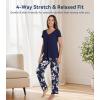 image:imageWiWi Viscose from Bamboo Pajama Sets for Women Super Soft Pjs Short Sleeve with Pants Cooling Sleepwear Loungewear SXXLAnavy Floral