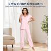 image:imageWiWi Viscose from Bamboo Pajama Sets for Women Super Soft Pjs Short Sleeve with Pants Cooling Sleepwear Loungewear SXXLApink