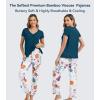 image:imageWiWi Viscose from Bamboo Pajama Sets for Women Super Soft Pjs Short Sleeve with Pants Cooling Sleepwear Loungewear SXXLApumpkin