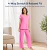 image:imageWiWi Viscose from Bamboo Pajama Sets for Women Super Soft Pjs Short Sleeve with Pants Cooling Sleepwear Loungewear SXXLAraspberry Pink
