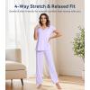 image:imageWiWi Viscose from Bamboo Pajama Sets for Women Super Soft Pjs Short Sleeve with Pants Cooling Sleepwear Loungewear SXXLAtaro Purple