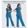 image:imageWiWi Viscose from Bamboo Pajama Sets for Women Super Soft Pjs Short Sleeve with Pants Cooling Sleepwear Loungewear SXXLAteal Blue