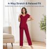 image:imageWiWi Viscose from Bamboo Pajama Sets for Women Super Soft Pjs Short Sleeve with Pants Cooling Sleepwear Loungewear SXXLAwine Red