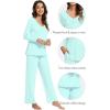 image:imageWiWi Viscose from Bamboo Pajama Sets for Women Super Soft Pjs Short Sleeve with Pants Cooling Sleepwear Loungewear SXXLBaqua