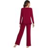 image:imageWiWi Viscose from Bamboo Pajama Sets for Women Super Soft Pjs Short Sleeve with Pants Cooling Sleepwear Loungewear SXXLBwine