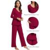 image:imageWiWi Viscose from Bamboo Pajama Sets for Women Super Soft Pjs Short Sleeve with Pants Cooling Sleepwear Loungewear SXXLBwine