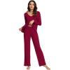 image:imageWiWi Viscose from Bamboo Pajama Sets for Women Super Soft Pjs Short Sleeve with Pants Cooling Sleepwear Loungewear SXXLBwine