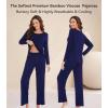 image:imageWiWi Viscose from Bamboo Pajama Sets for Women Super Soft Pjs Short Sleeve with Pants Cooling Sleepwear Loungewear SXXLCnavy