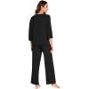 image:imageWiWi Viscose from Bamboo Pajama Sets for Women Super Soft Pjs Short Sleeve with Pants Cooling Sleepwear Loungewear SXXLDblack