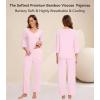 image:imageWiWi Viscose from Bamboo Pajama Sets for Women Super Soft Pjs Short Sleeve with Pants Cooling Sleepwear Loungewear SXXLDpink