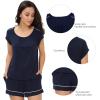 image:imageWiWi Viscose from Bamboo Pajamas Set for Women Super Soft Short Sleeve Cooling Summer Plus Size Pjs Sets Sleepwear S4XGnavy