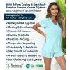 image:imageWiWi Womens Pajamas Set Bamboo Viscose Super Soft Short Sleeve Top Ruffle Shorts Sleepwear Cooling Pj Sets SXXLAaqua