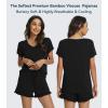 image:imageWiWi Womens Pajamas Set Bamboo Viscose Super Soft Short Sleeve Top Ruffle Shorts Sleepwear Cooling Pj Sets SXXLAblack