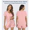 image:imageWiWi Womens Pajamas Set Bamboo Viscose Super Soft Short Sleeve Top Ruffle Shorts Sleepwear Cooling Pj Sets SXXLAblush Pink