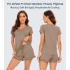 image:imageWiWi Womens Pajamas Set Bamboo Viscose Super Soft Short Sleeve Top Ruffle Shorts Sleepwear Cooling Pj Sets SXXLAcamel