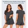 image:imageWiWi Womens Pajamas Set Bamboo Viscose Super Soft Short Sleeve Top Ruffle Shorts Sleepwear Cooling Pj Sets SXXLAcharcoal Heather