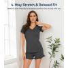 image:imageWiWi Womens Pajamas Set Bamboo Viscose Super Soft Short Sleeve Top Ruffle Shorts Sleepwear Cooling Pj Sets SXXLAcharcoal Heather
