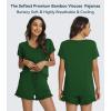 image:imageWiWi Womens Pajamas Set Bamboo Viscose Super Soft Short Sleeve Top Ruffle Shorts Sleepwear Cooling Pj Sets SXXLAdark Green