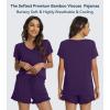 image:imageWiWi Womens Pajamas Set Bamboo Viscose Super Soft Short Sleeve Top Ruffle Shorts Sleepwear Cooling Pj Sets SXXLAdark Purple