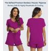 image:imageWiWi Womens Pajamas Set Bamboo Viscose Super Soft Short Sleeve Top Ruffle Shorts Sleepwear Cooling Pj Sets SXXLAdark Reddish Purple