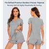 image:imageWiWi Womens Pajamas Set Bamboo Viscose Super Soft Short Sleeve Top Ruffle Shorts Sleepwear Cooling Pj Sets SXXLAheather Grey