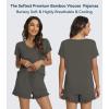 image:imageWiWi Womens Pajamas Set Bamboo Viscose Super Soft Short Sleeve Top Ruffle Shorts Sleepwear Cooling Pj Sets SXXLAiron Grey