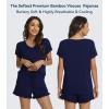 image:imageWiWi Womens Pajamas Set Bamboo Viscose Super Soft Short Sleeve Top Ruffle Shorts Sleepwear Cooling Pj Sets SXXLAnavy