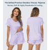 image:imageWiWi Womens Pajamas Set Bamboo Viscose Super Soft Short Sleeve Top Ruffle Shorts Sleepwear Cooling Pj Sets SXXLApastel Purple