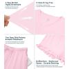 image:imageWiWi Womens Pajamas Set Bamboo Viscose Super Soft Short Sleeve Top Ruffle Shorts Sleepwear Cooling Pj Sets SXXLApink