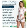 image:imageWiWi Womens Pajamas Set Bamboo Viscose Super Soft Short Sleeve Top Ruffle Shorts Sleepwear Cooling Pj Sets SXXLApink Rose on White