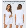 image:imageWiWi Womens Pajamas Set Bamboo Viscose Super Soft Short Sleeve Top Ruffle Shorts Sleepwear Cooling Pj Sets SXXLApure White