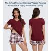 image:imageWiWi Womens Pajamas Set Bamboo Viscose Super Soft Short Sleeve Top Ruffle Shorts Sleepwear Cooling Pj Sets SXXLAredwhite Plaid