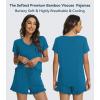 image:imageWiWi Womens Pajamas Set Bamboo Viscose Super Soft Short Sleeve Top Ruffle Shorts Sleepwear Cooling Pj Sets SXXLAteal Blue