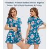 image:imageWiWi Womens Pajamas Set Bamboo Viscose Super Soft Short Sleeve Top Ruffle Shorts Sleepwear Cooling Pj Sets SXXLAteal BluePeony