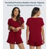 image:imageWiWi Womens Pajamas Set Bamboo Viscose Super Soft Short Sleeve Top Ruffle Shorts Sleepwear Cooling Pj Sets SXXLAwine Red