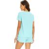 image:imageWiWi Womens Pajamas Set Bamboo Viscose Super Soft Short Sleeve Top Ruffle Shorts Sleepwear Cooling Pj Sets SXXLBaqua