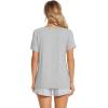 image:imageWiWi Womens Pajamas Set Bamboo Viscose Super Soft Short Sleeve Top Ruffle Shorts Sleepwear Cooling Pj Sets SXXLCheather Grey Stripe