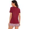 image:imageWiWi Womens Pajamas Set Bamboo Viscose Super Soft Short Sleeve Top Ruffle Shorts Sleepwear Cooling Pj Sets SXXLCwine Stripe