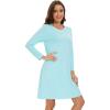 image:imageWiWi Womens Viscose from Bamboo Nightgowns Long Sleeve Cooling Crewneck Sleepshirts Casual Gown Super Soft Sleep Shirt SXXLAaqua