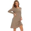 image:imageWiWi Womens Viscose from Bamboo Nightgowns Long Sleeve Cooling Crewneck Sleepshirts Casual Gown Super Soft Sleep Shirt SXXLAcamel