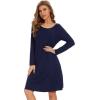 image:imageWiWi Womens Viscose from Bamboo Nightgowns Long Sleeve Cooling Crewneck Sleepshirts Casual Gown Super Soft Sleep Shirt SXXLAnavy