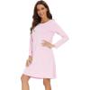 image:imageWiWi Womens Viscose from Bamboo Nightgowns Long Sleeve Cooling Crewneck Sleepshirts Casual Gown Super Soft Sleep Shirt SXXLApink