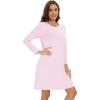 image:imageWiWi Womens Viscose from Bamboo Nightgowns Long Sleeve Cooling Crewneck Sleepshirts Casual Gown Super Soft Sleep Shirt SXXLApink