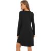 image:imageWiWi Womens Viscose from Bamboo Nightgowns Long Sleeve Cooling Crewneck Sleepshirts Casual Gown Super Soft Sleep Shirt SXXLBblack