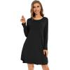 image:imageWiWi Womens Viscose from Bamboo Nightgowns Long Sleeve Cooling Crewneck Sleepshirts Casual Gown Super Soft Sleep Shirt SXXLBblack