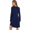 image:imageWiWi Womens Viscose from Bamboo Nightgowns Long Sleeve Cooling Crewneck Sleepshirts Casual Gown Super Soft Sleep Shirt SXXLBnavy