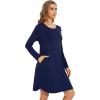 image:imageWiWi Womens Viscose from Bamboo Nightgowns Long Sleeve Cooling Crewneck Sleepshirts Casual Gown Super Soft Sleep Shirt SXXLBnavy